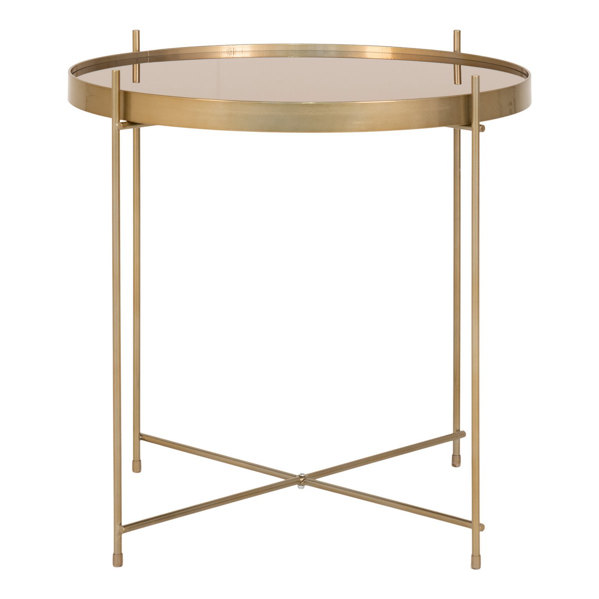 Coffee table 'Venezia' - Steel with Glass - H 48 cm x Ø48 cm - Brass