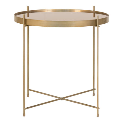 Coffee table 'Venezia' - Steel with Glass - H 48 cm x Ø48 cm - Brass