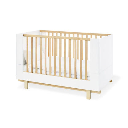 Children's room 'Boks' - 3 parts: Bedstead/Wide Chest of Drawers/2-door Wardrobe - White Natural