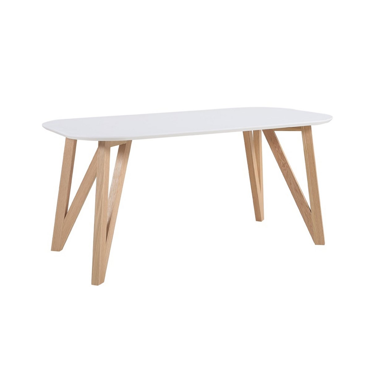 Eetkamertafel - Eiken - Scandinavisch - 160x90x76cm - Wit/Naturel