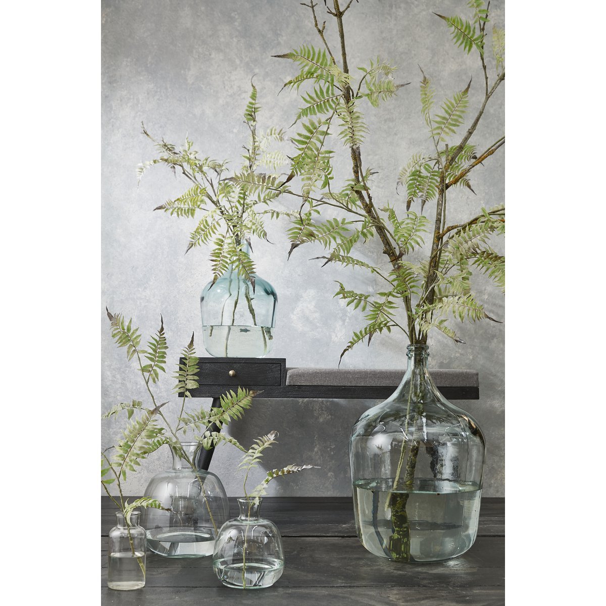 Flaschenvase 'Diego' - H42 x Ø27 cm - Recyceltes Glas - Transparent