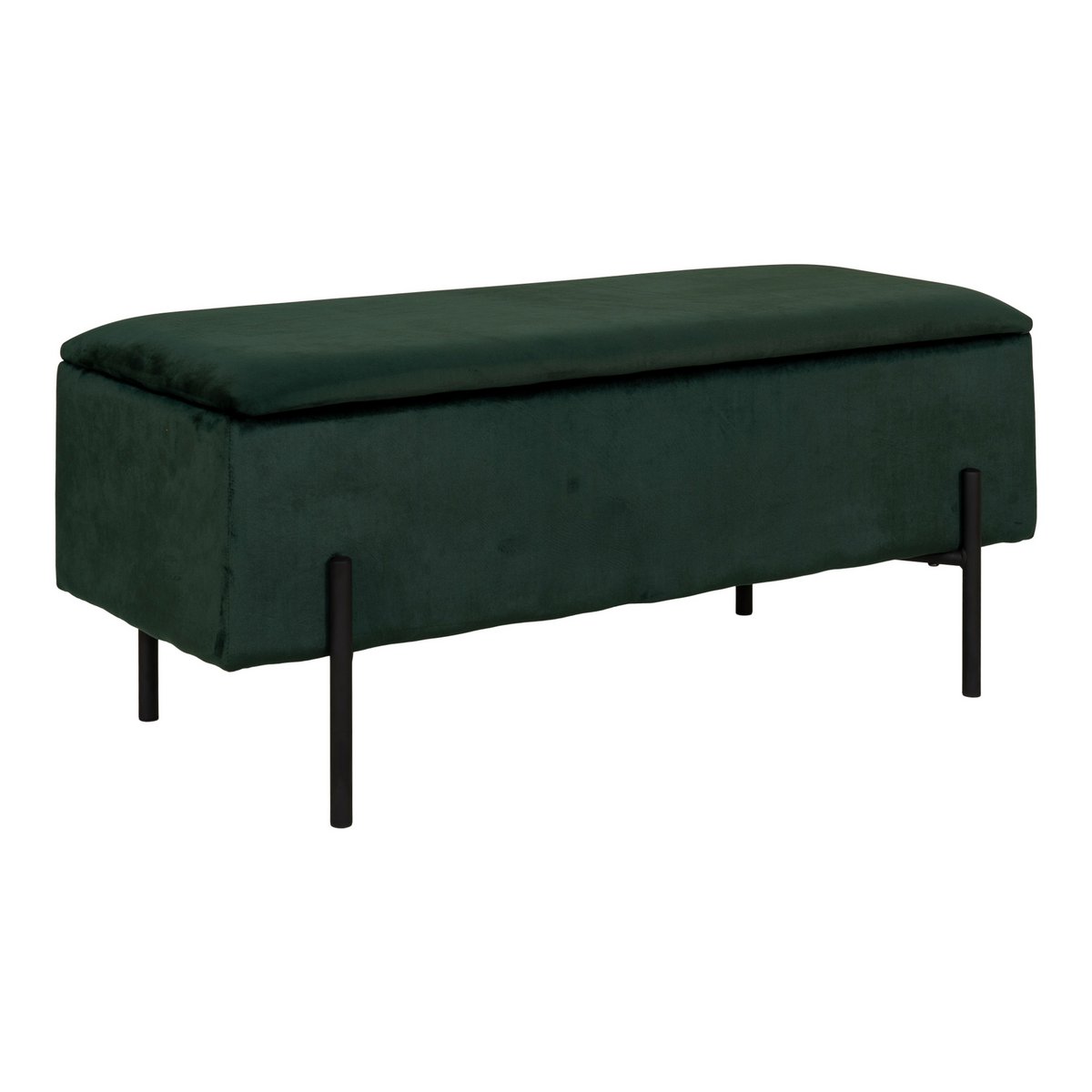 Bench in Bouclé with Storage Space 'Watford Bench' - Dark Green