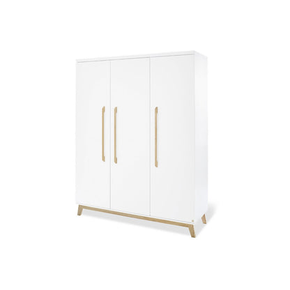 Children's room 'Riva' - 3 parts: Bedstead/Wide chest of drawers/3-door wardrobe - White/Natural