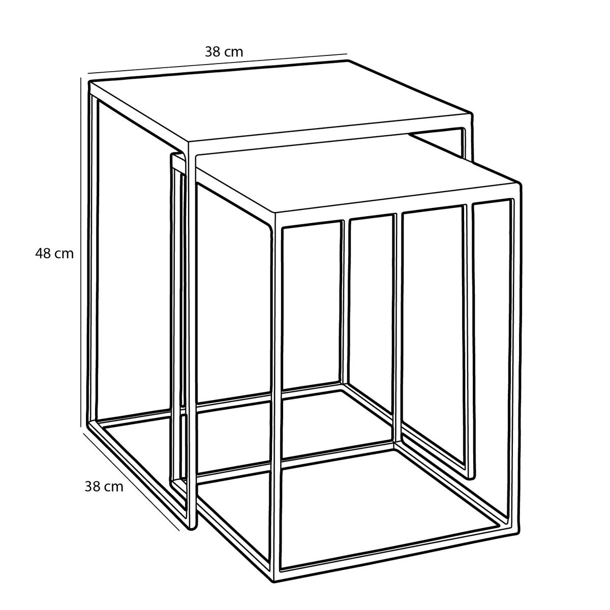 Beistelltisch für den Außenbereich – 2er-Set – L38 x B38 x H48 cm – Metall – Grau