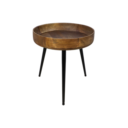 Side table 'Ventura' - 40x40cm - Mango wood/Metal - Natural/Black