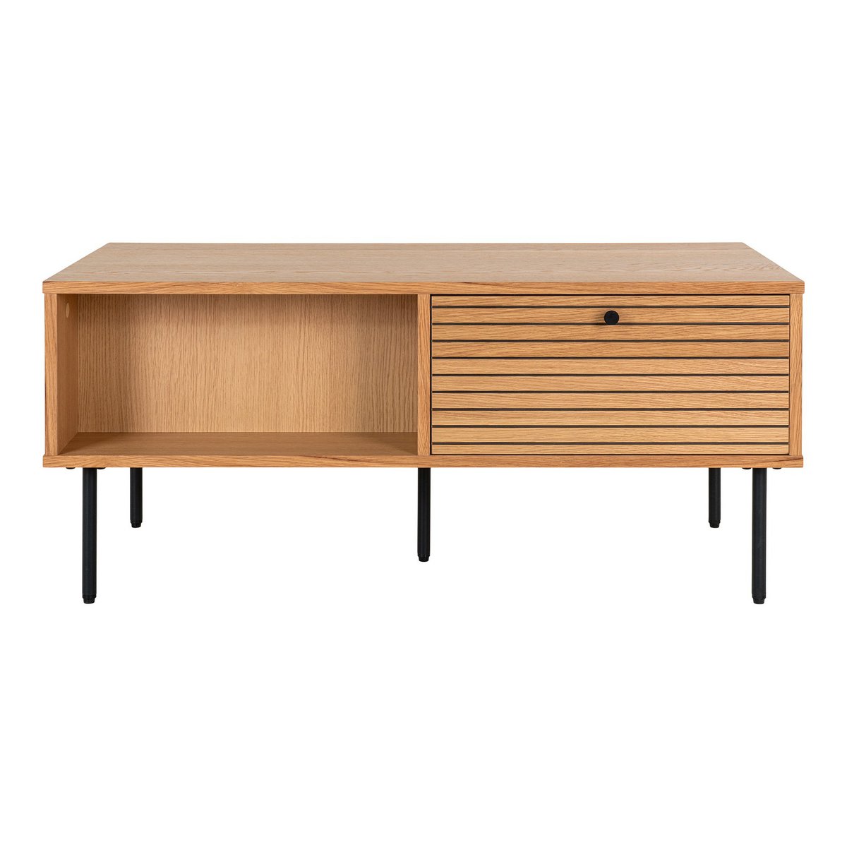 Coffee table 'Kyoto' - Oak veneer/Metal - 2 Drawers - 50x100x45 cm - Natural