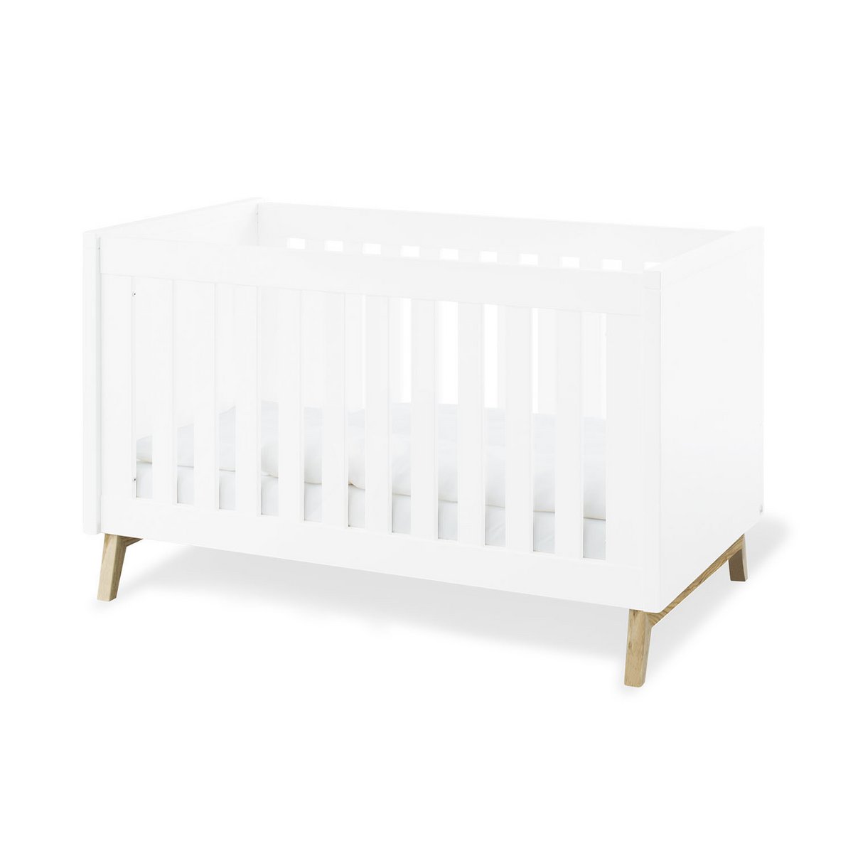 Children's room 'Riva' - 4 parts: Bedstead/Extra Wide Chest of Drawers/2-door Wardrobe/Wall Shelf - White/Natural