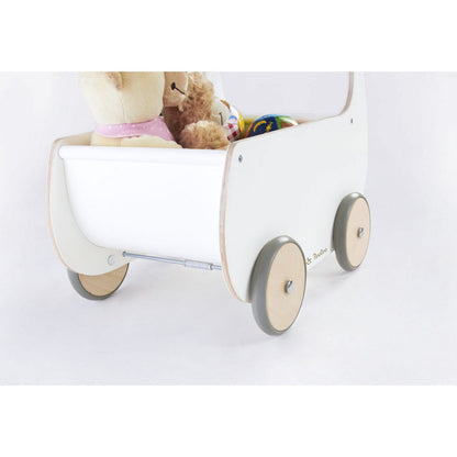 Doll pram 'Mette' - White/Natural