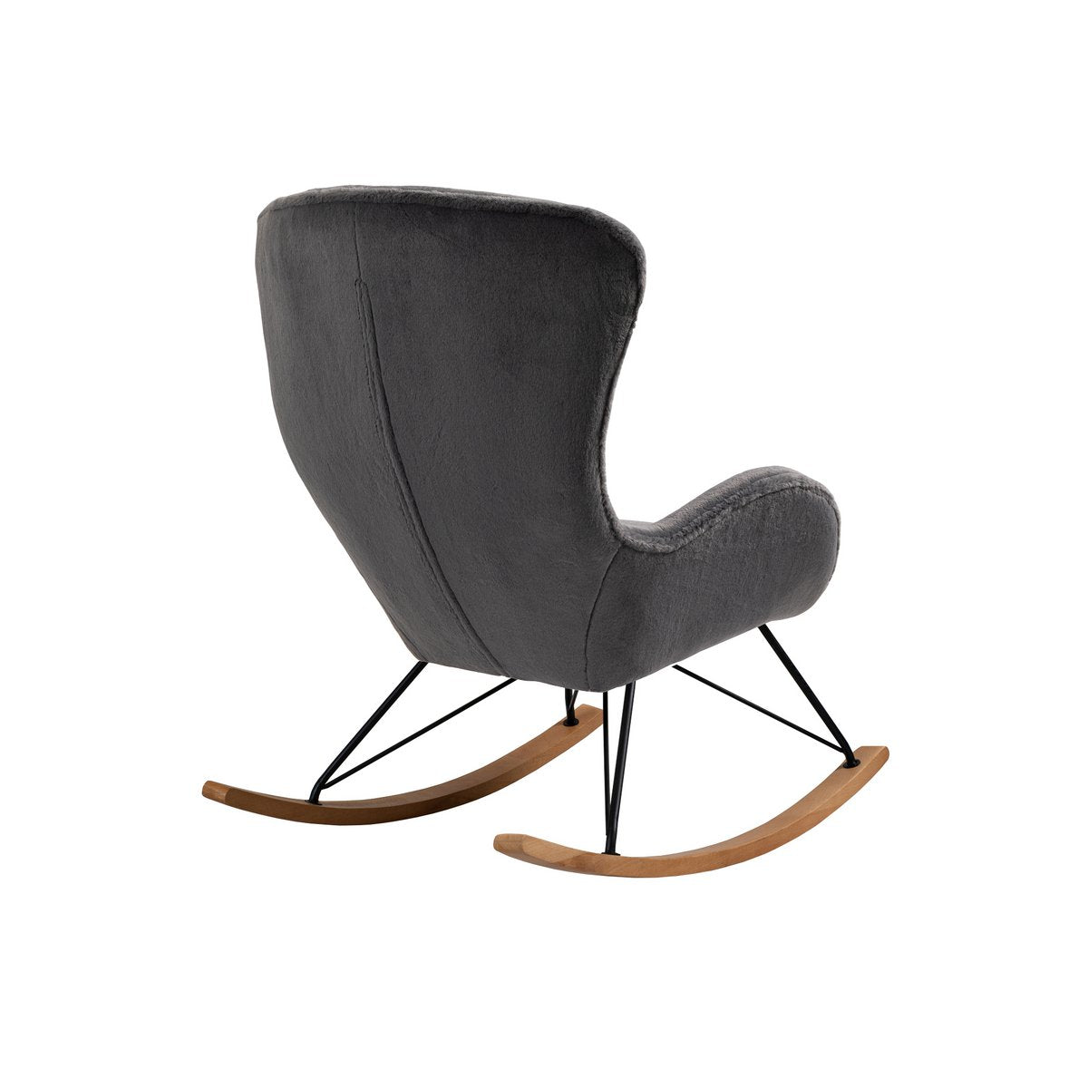 Rocking chair - Scandinavian - Lambskin look - Dark gray