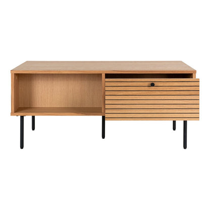 Coffee table 'Kyoto' - Oak veneer/Metal - 2 Drawers - 50x100x45 cm - Natural