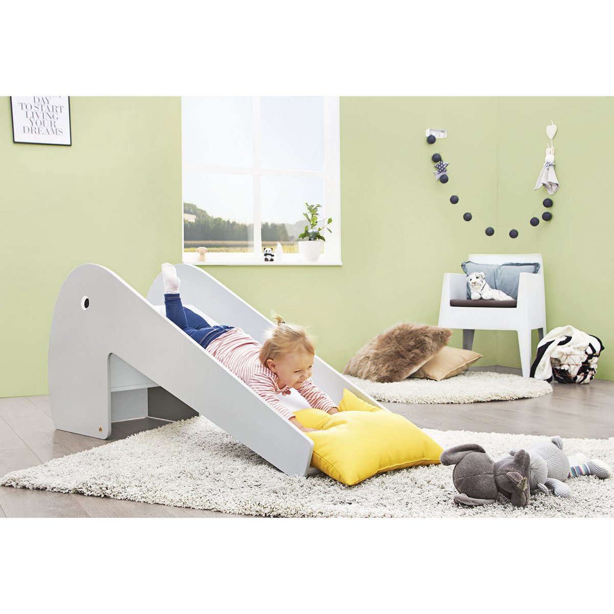 Indoor slide 'Lotta' - Grey/White