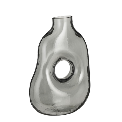 Vase 'Jay' - L19 x B11 x H25 cm - Glas - Hellgrau