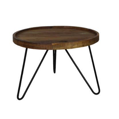 Coffee table - Hairpin legs - 60cm - Teak/Iron - Natural/Black