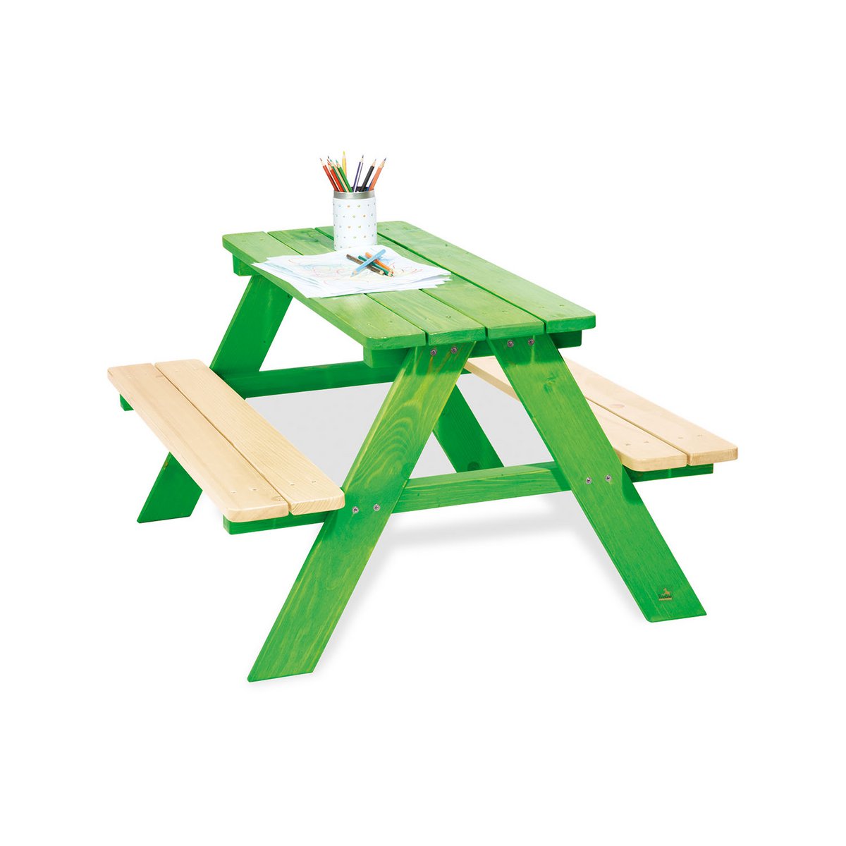 Children's picnic table 'Nicki for 4' - Green/Natural