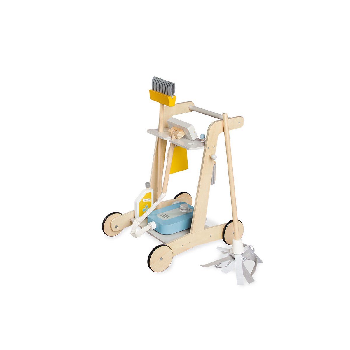 Cleaning trolley 'Pia' - Natural/Gray/Yellow/Blue