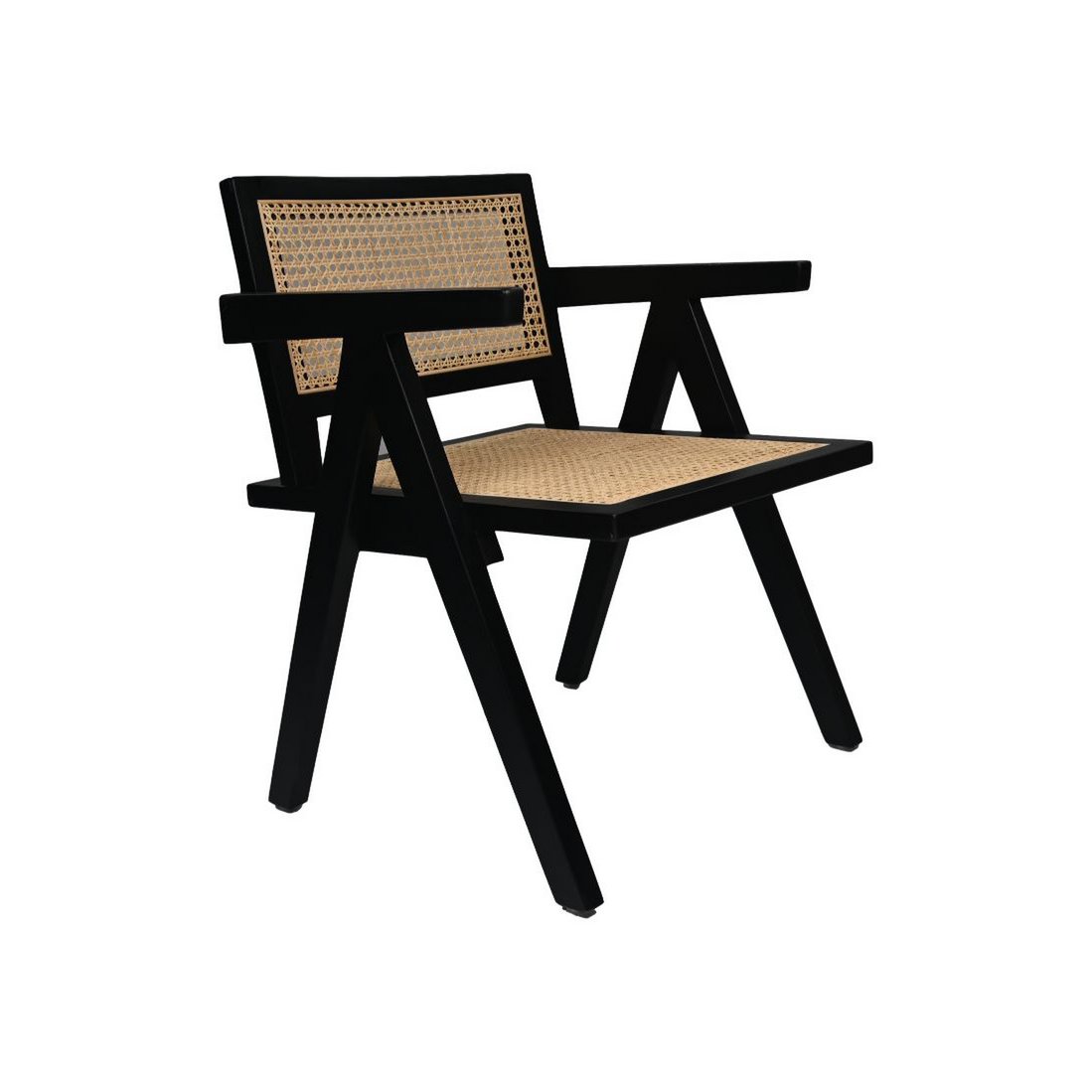 Sessel - 58x60x79cm - Mahagoni/Rattan - Schwarz/Natur