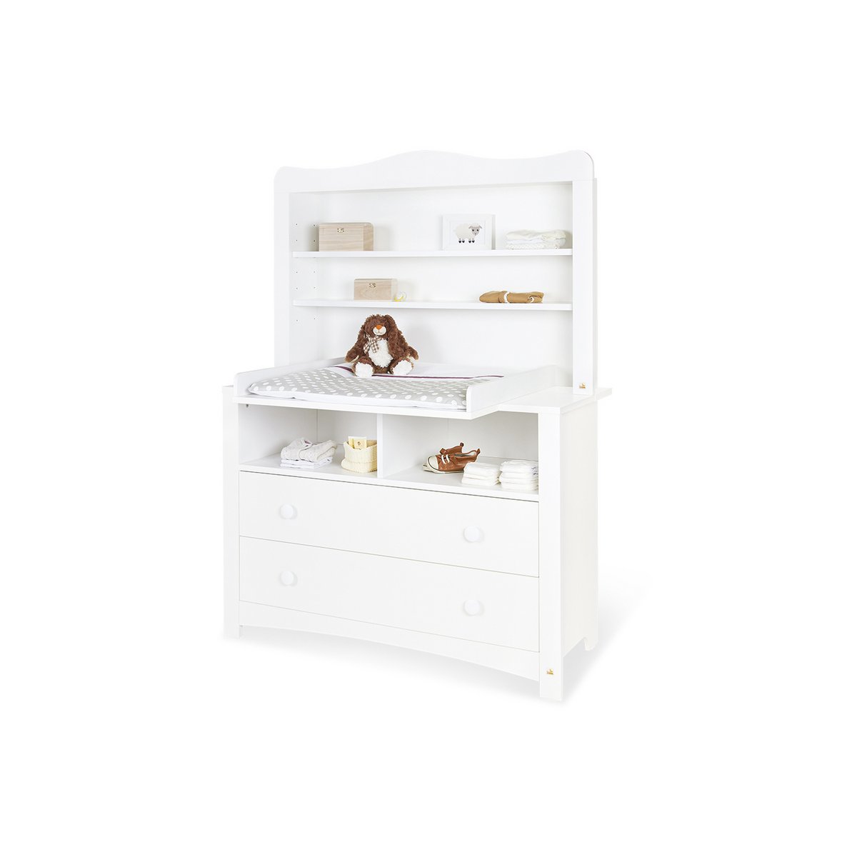 Children's room 'Florentina' - 4 parts: Bedstead/Extra Wide Chest of Drawers incl. Extra Wide Cupboard/3-door Wardrobe - White