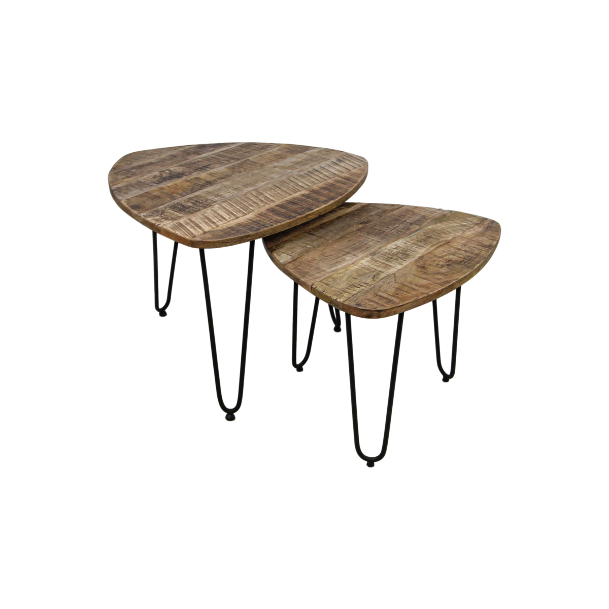 Coffee table set 'Dexter' - 2-piece - Ø60 cm - Mango wood/Iron - Natural/Black