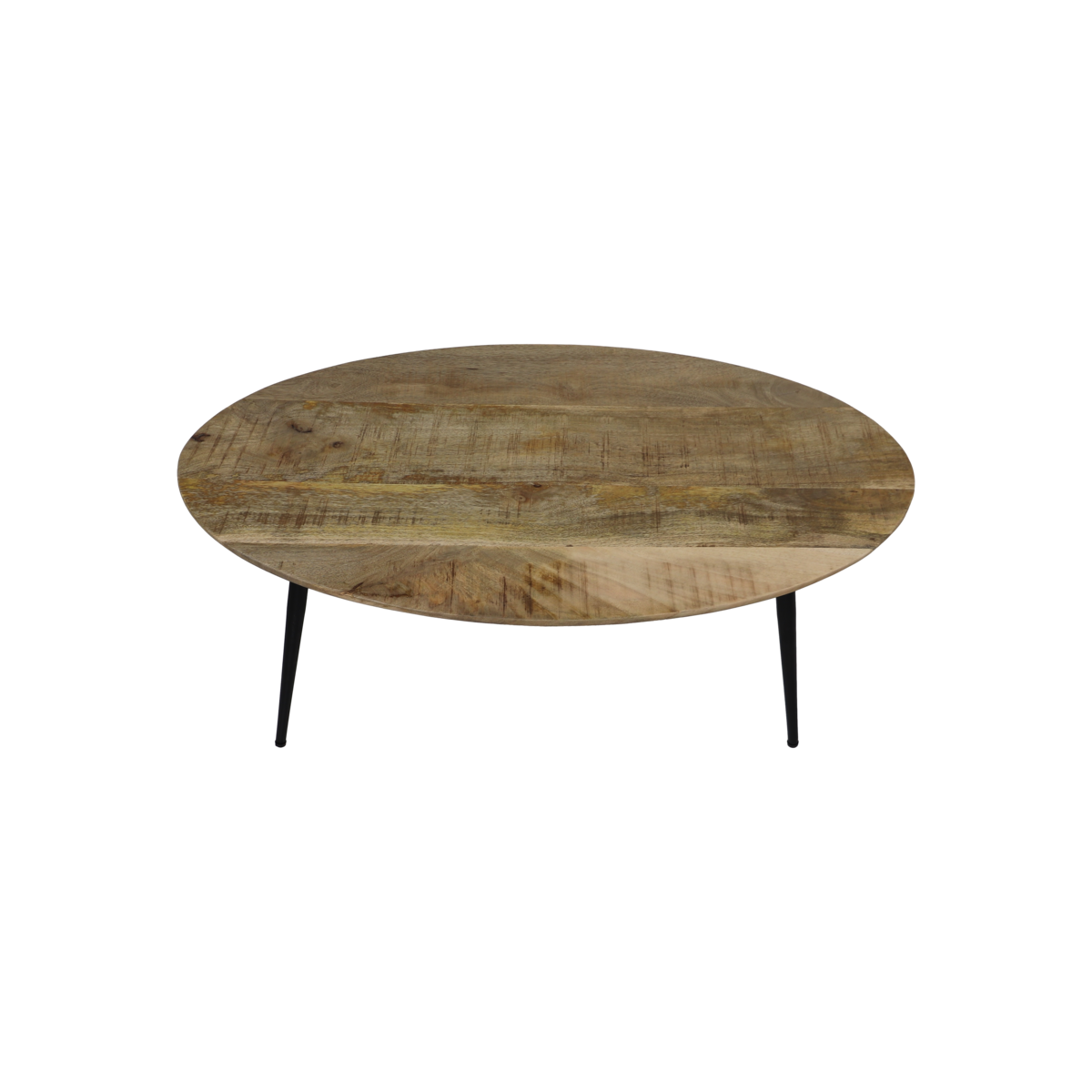 Coffee table 'Bern' - Oval - 100x60x38cm - Mango wood/Metal - Natural/Black