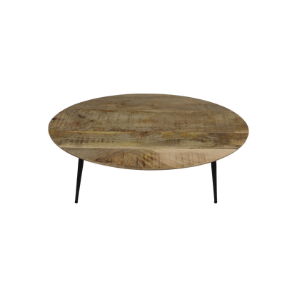 Coffee table 'Bern' - Oval - 100x60x38cm - Mango wood/Metal - Natural/Black