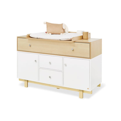 Children's room 'Boks' - 2 parts: Bed/Extra Wide Chest of Drawers - White/Natural