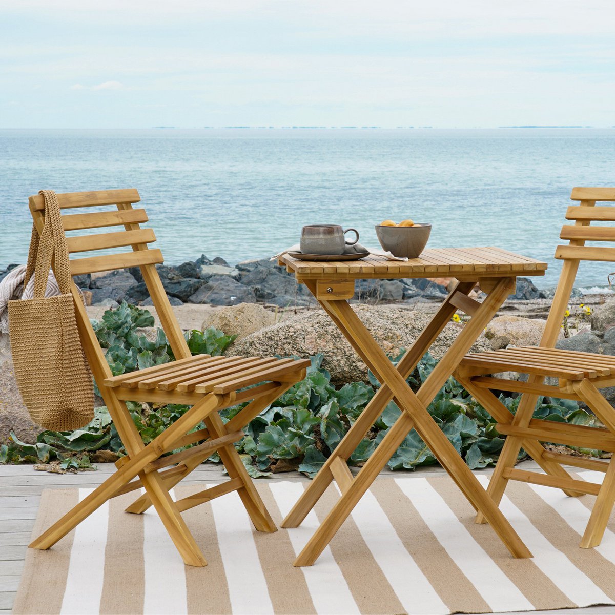 Café set 'Cuenca' - Café set, 2 chairs and 1 table - Natural