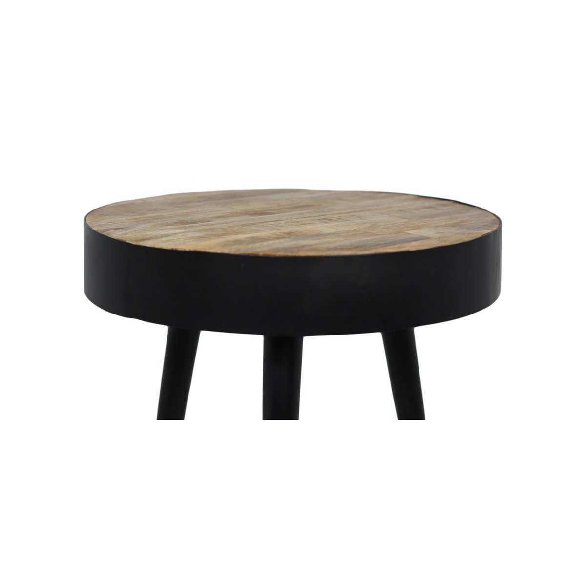 Side table 'Bari' - Ø43 cm - Mango wood/Iron - Natural/Black