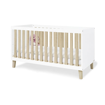 Children's room 'Lumi' - 2 parts: Bed/Wide Chest of Drawers - White/Natural