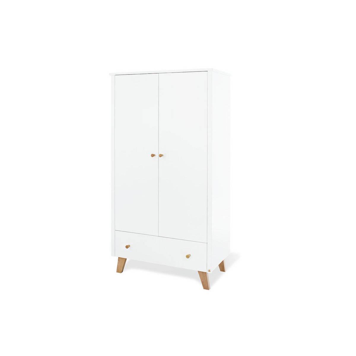 Children's room 'Pan' - 3 parts: Bedstead/Extra Wide Chest of Drawers/2-door Wardrobe - White/Natural