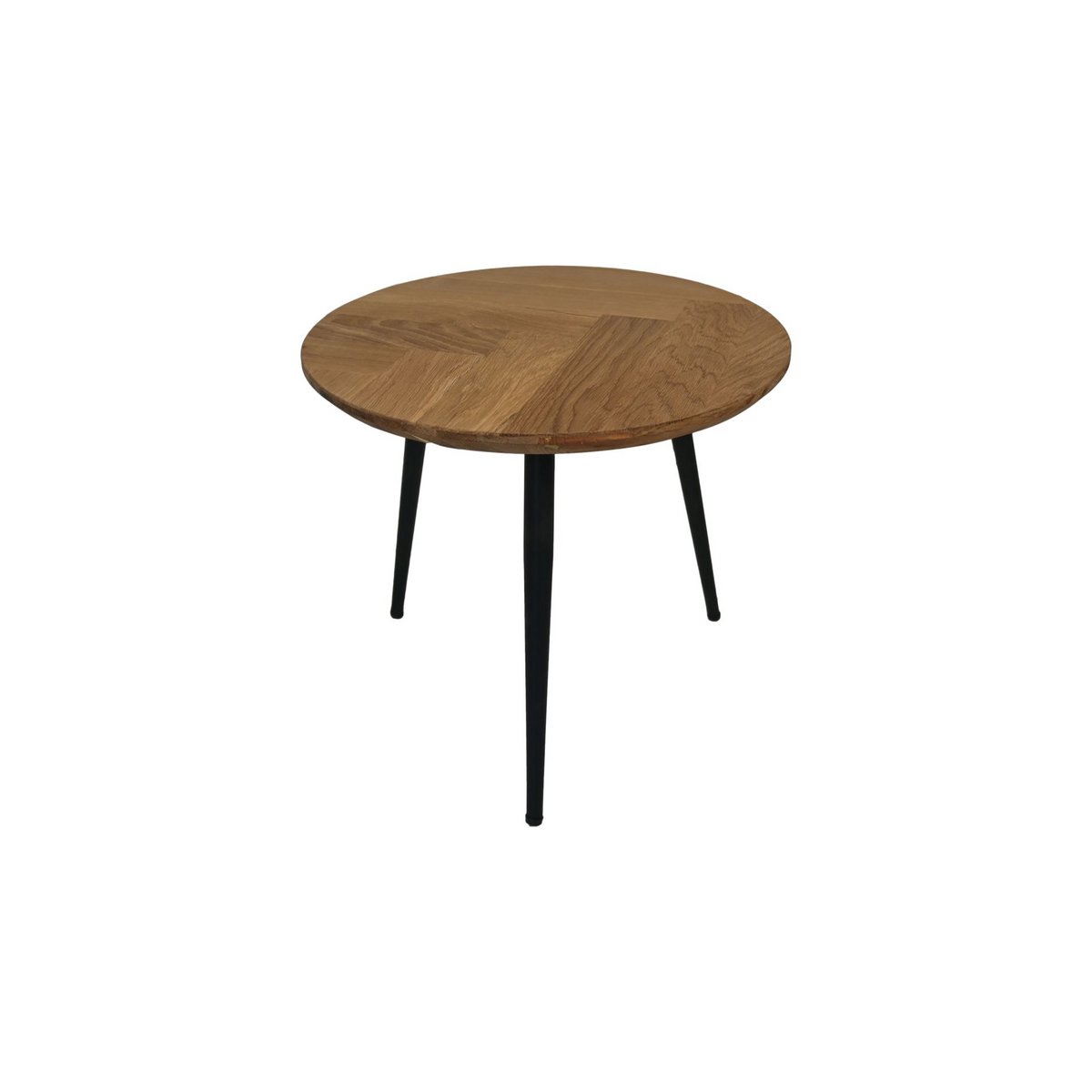 Coffee table 'Fishbone' - 45x45x39cm - Oak/Metal - Natural/Black