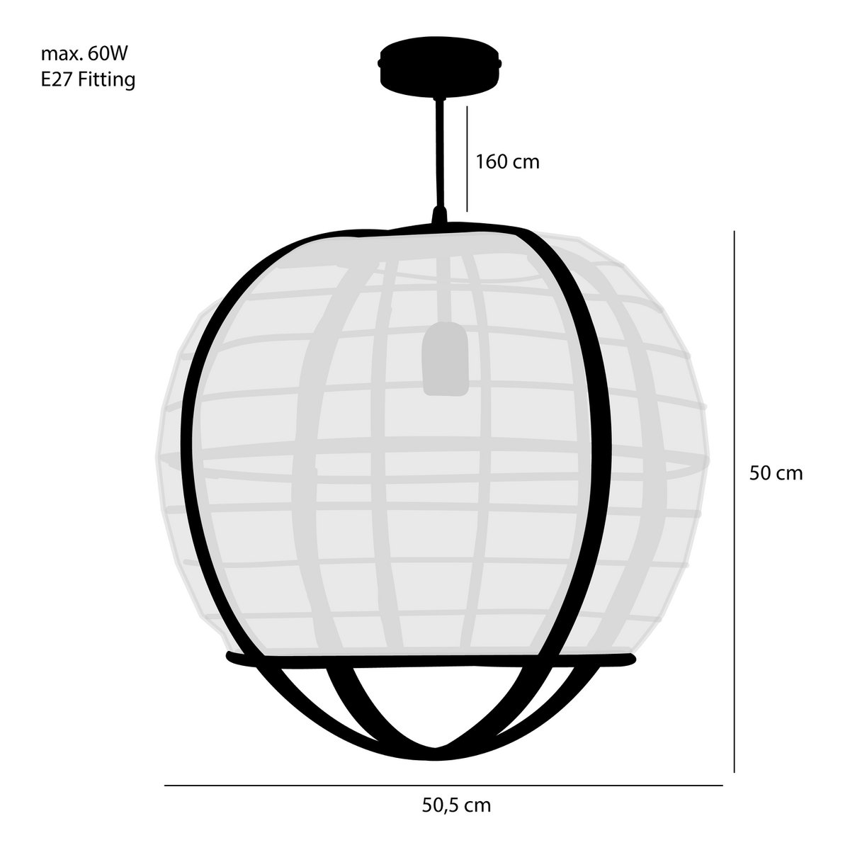 Hanging lamp 'Pella' - H50 x Ø51 cm - Linen - Off White