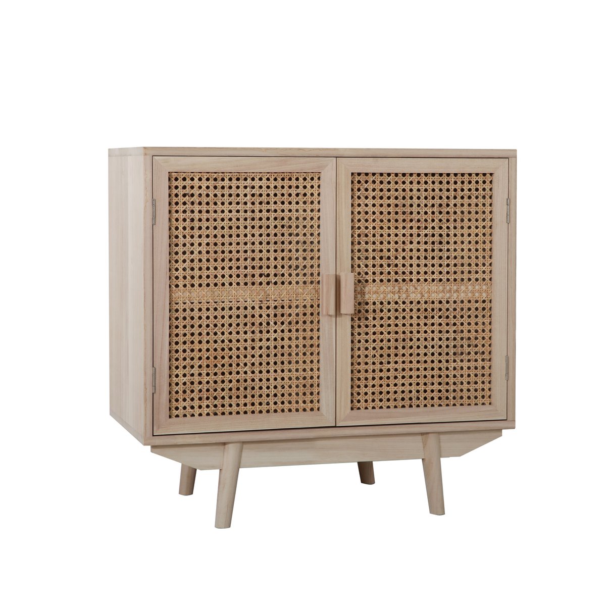 Kommode – Paulownia-Holz/Rattan – 74 x 65 x 36 cm – Natur