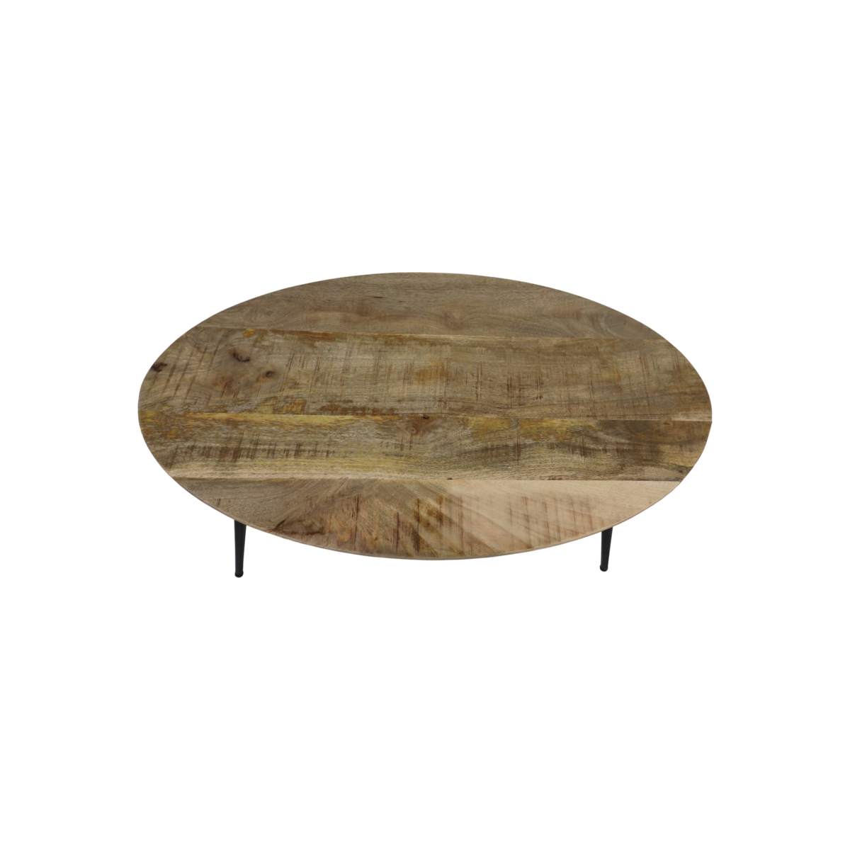 Coffee table 'Bern' - Oval - 100x60x38cm - Mango wood/Metal - Natural/Black