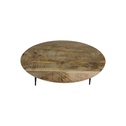 Coffee table 'Bern' - Oval - 100x60x38cm - Mango wood/Metal - Natural/Black