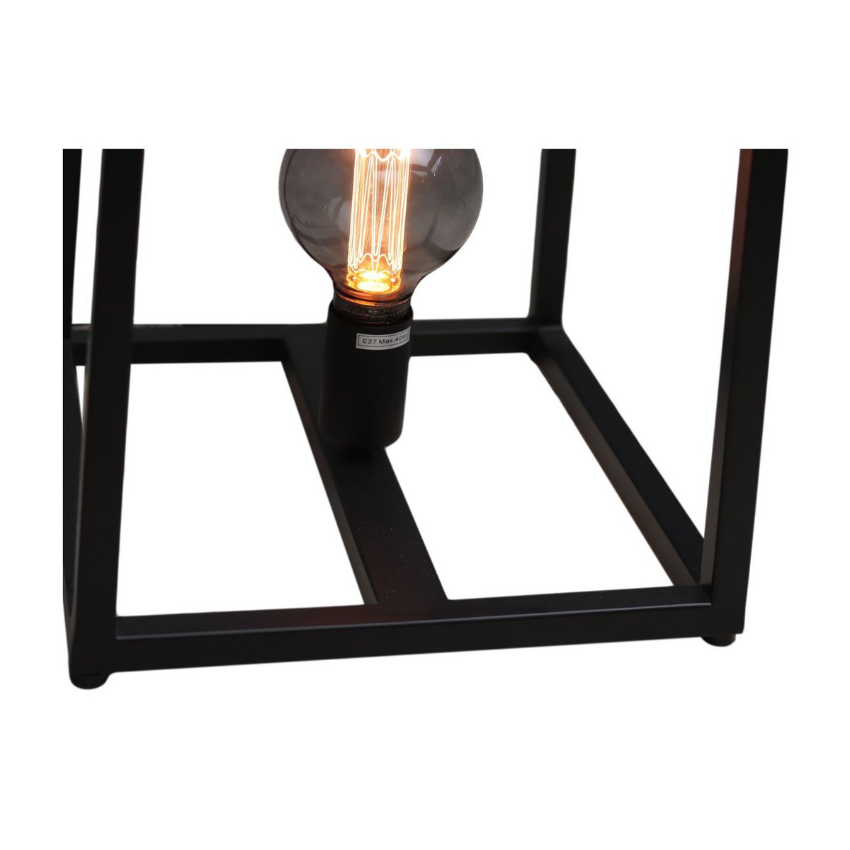 Tischlampe 'Fremont' - Quadratischer Rahmen - 26cm - Pulverbeschichtet - Schwarz