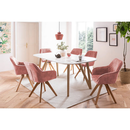 Eetkamertafel - Eiken - Scandinavisch - 200x90x76cm - Wit/Naturel