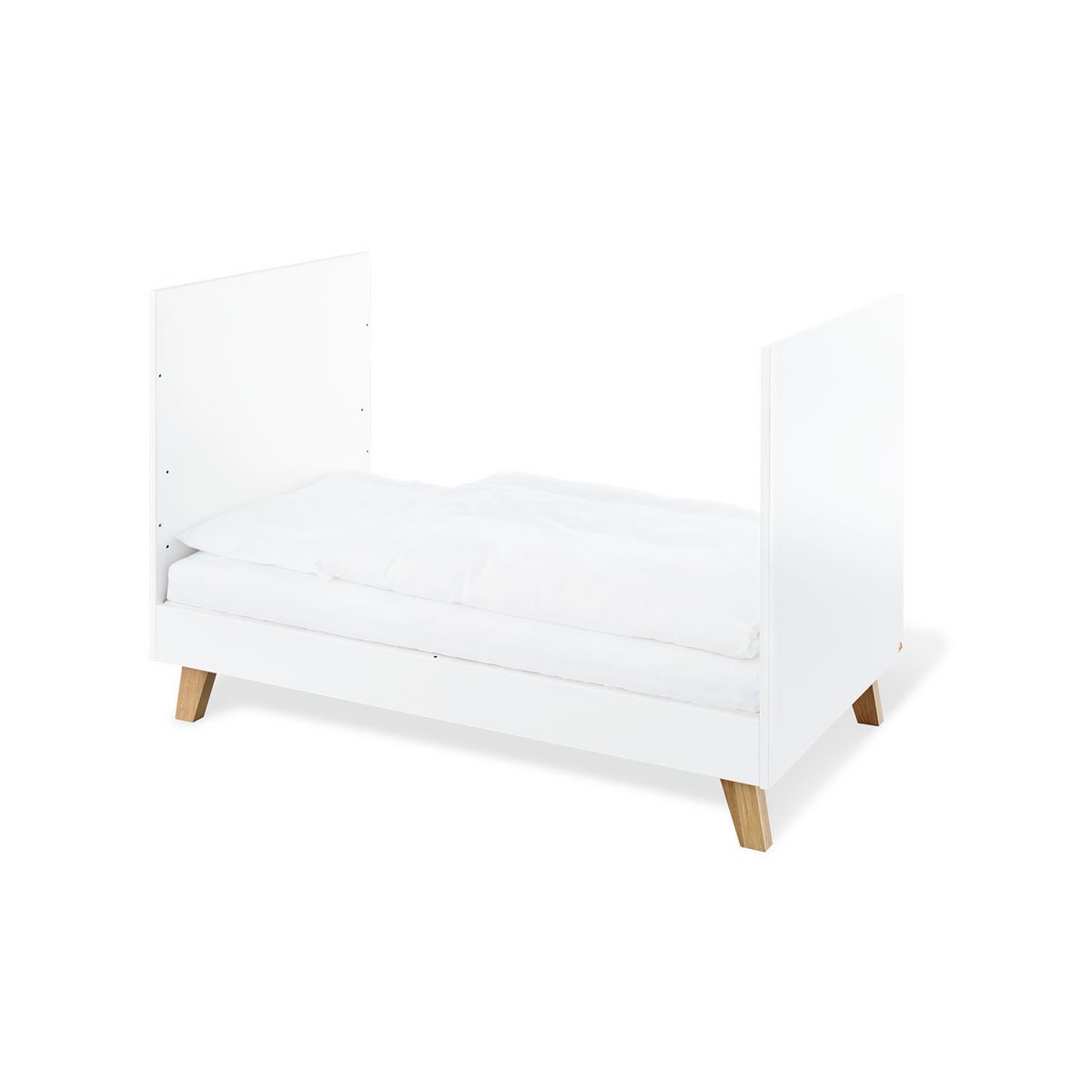 Children's room 'Pan' - 3 parts: Bedstead/Wide chest of drawers/Wall shelf - White/Natural