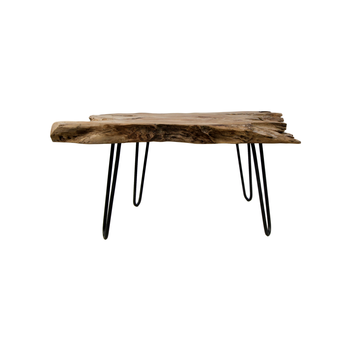 Coffee table - Teak Rootwood/Metal - 90x55x42cm - Rustic - Natural/Black