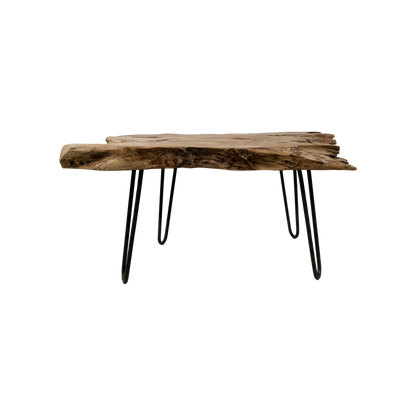 Coffee table - Teak Rootwood/Metal - 90x55x42cm - Rustic - Natural/Black