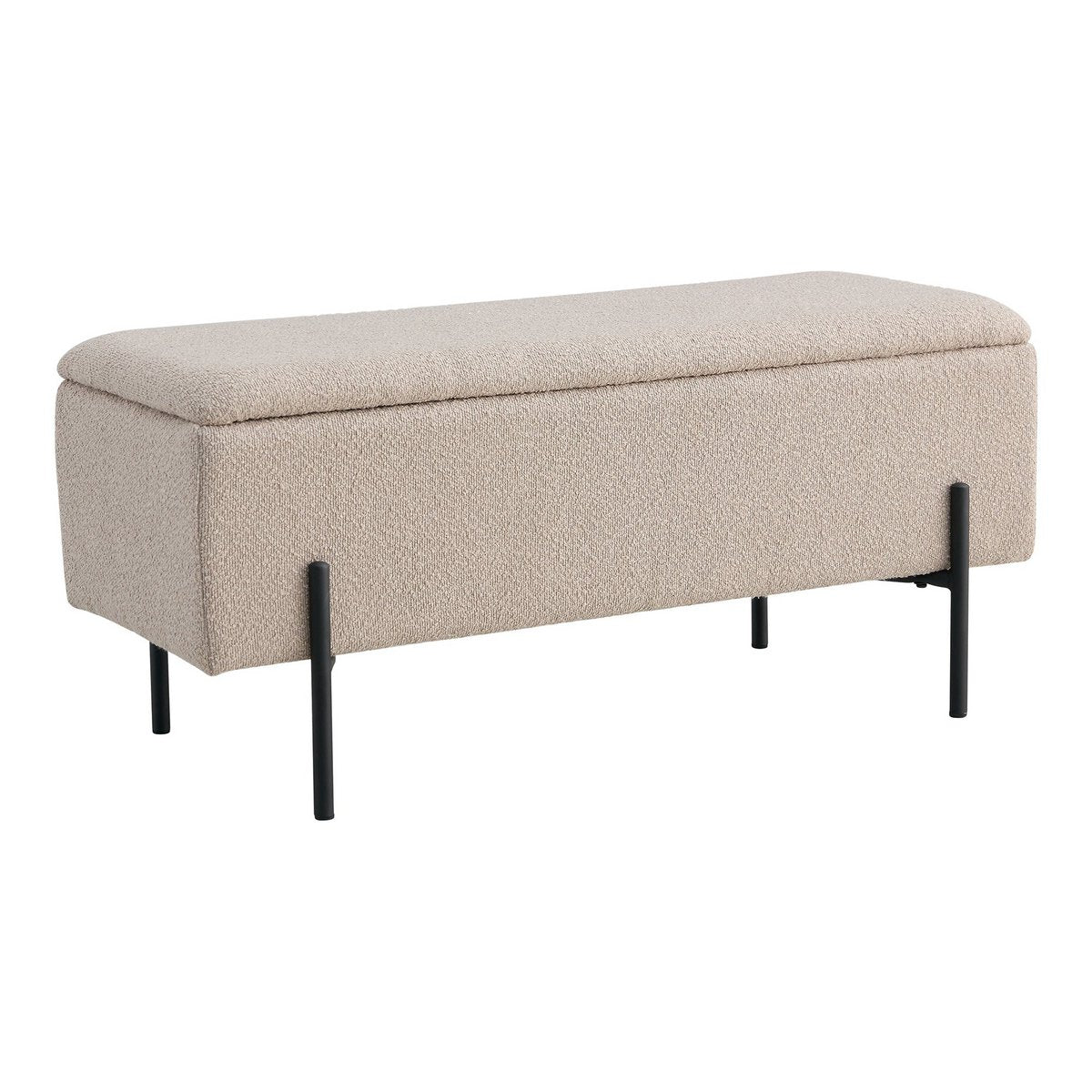 Bench in Bouclé with Storage Space 'Watford Bench' - Beige