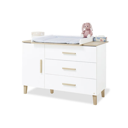 Children's room 'Lumi' - 2 parts: Bed/Extra Wide Chest of Drawers - White/Natural