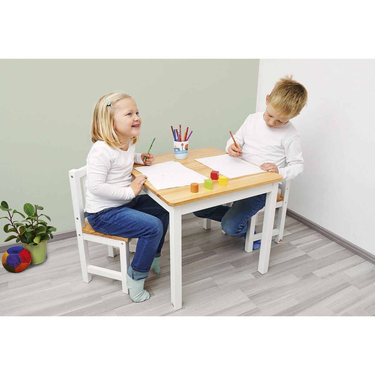 Highchair 'Fenna' - White/Natural