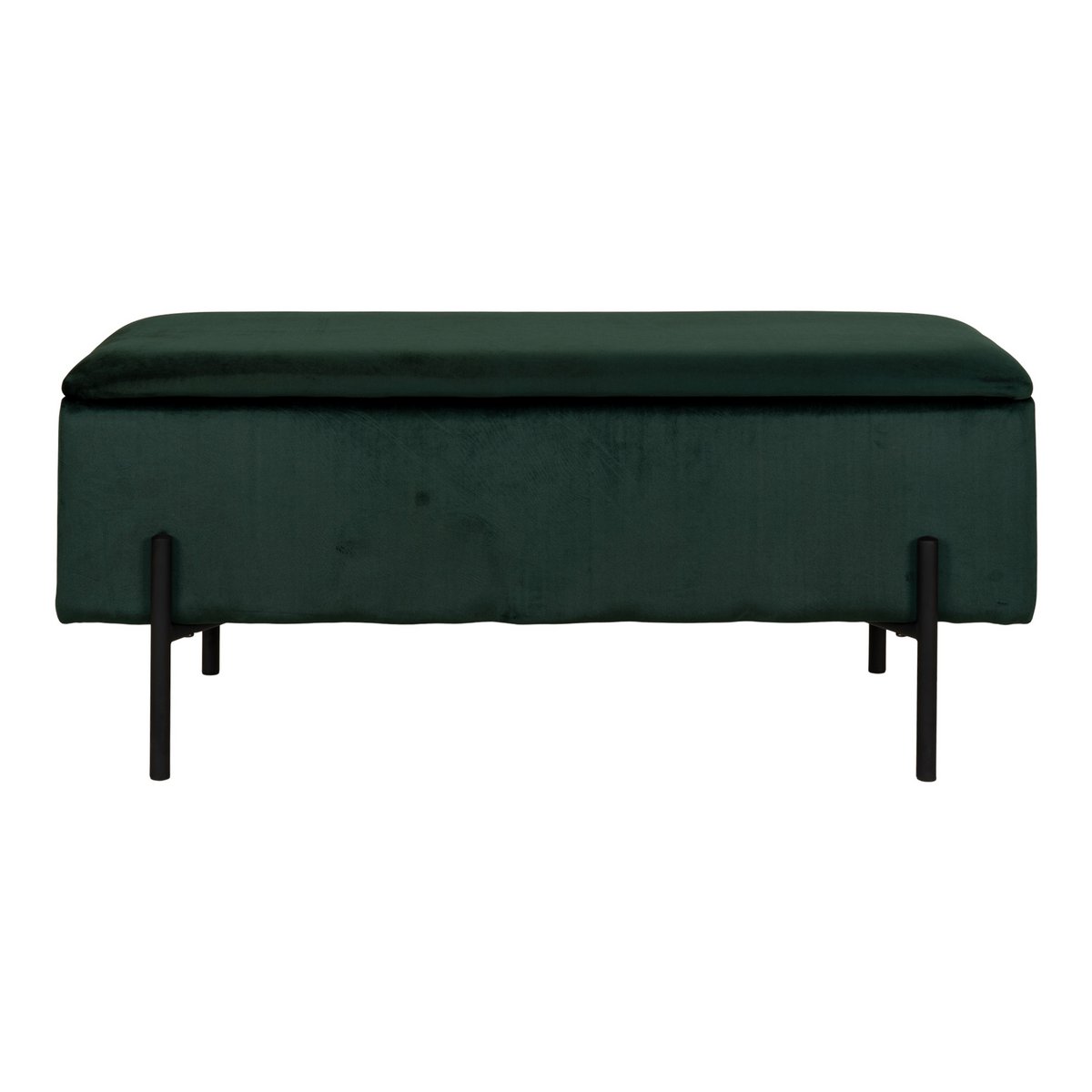 Bench in Bouclé with Storage Space 'Watford Bench' - Dark Green