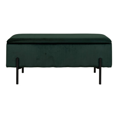 Bench in Bouclé with Storage Space 'Watford Bench' - Dark Green