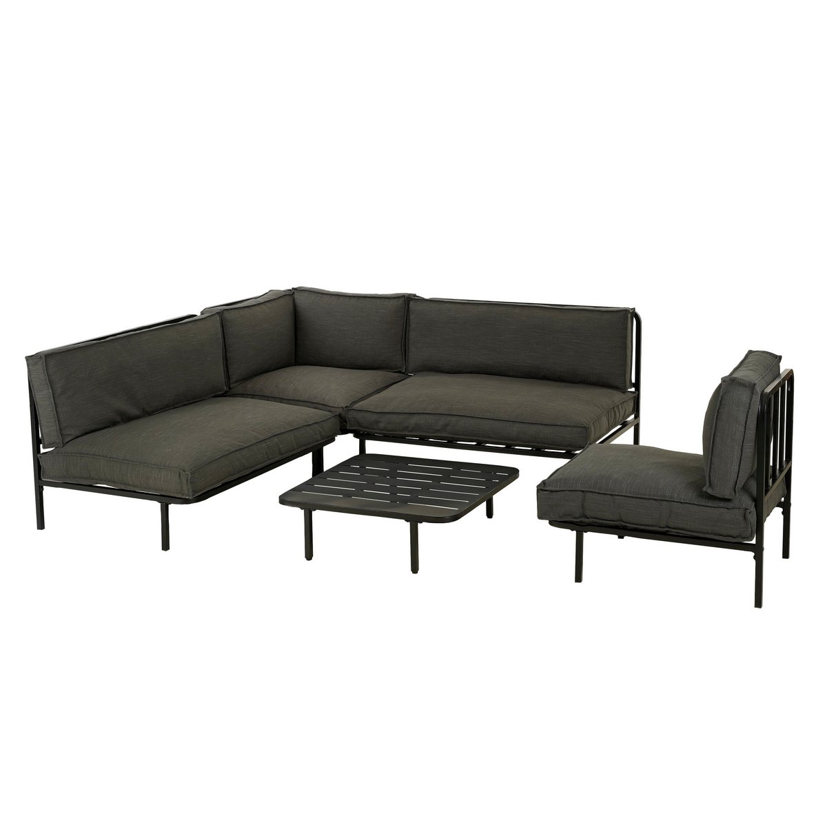 Loungebank Hoekelement 'Celo' - L83 x B83 x H78 cm - Metaal - Zwart