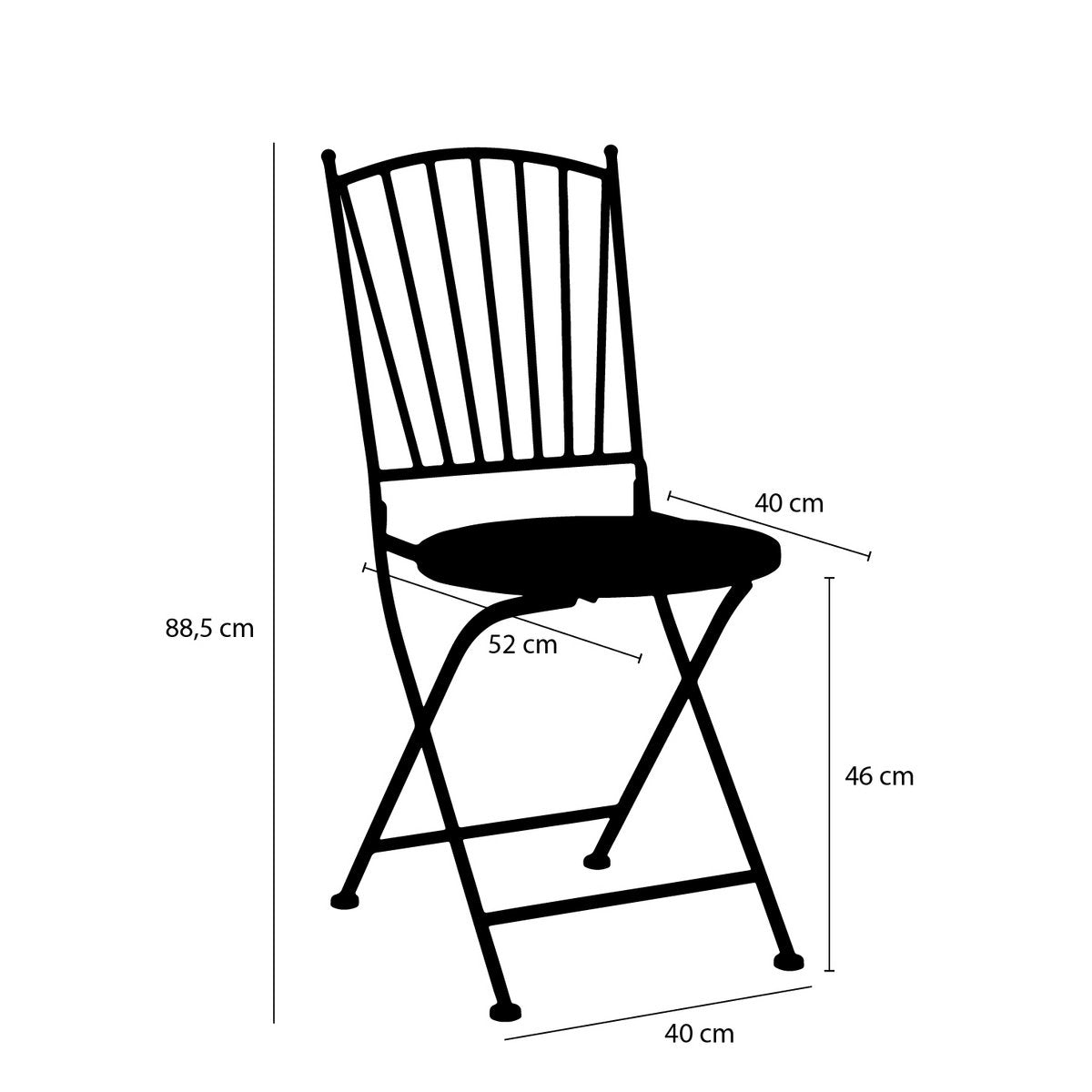 Bistrostuhl 'Odile' - B40 x T52 x H89 cm - Metall - Braun/Weiß