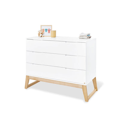 Children's room 'Bridge' - 3 parts: Bedstead/Wide chest of drawers/3-door wardrobe - White/Natural