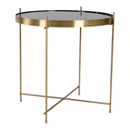 Coffee table 'Venezia' - Steel with Glass - H 48 cm x Ø48 cm - Brass