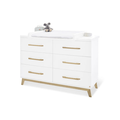 Children's room 'Riva' - 2 parts: Bed/Extra Wide Chest of Drawers - White/Natural