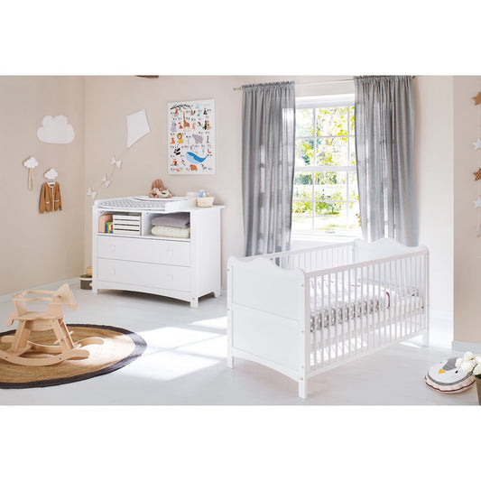 Children's room 'Florentina' - 2 parts: Bed/Extra Wide Chest of Drawers - White